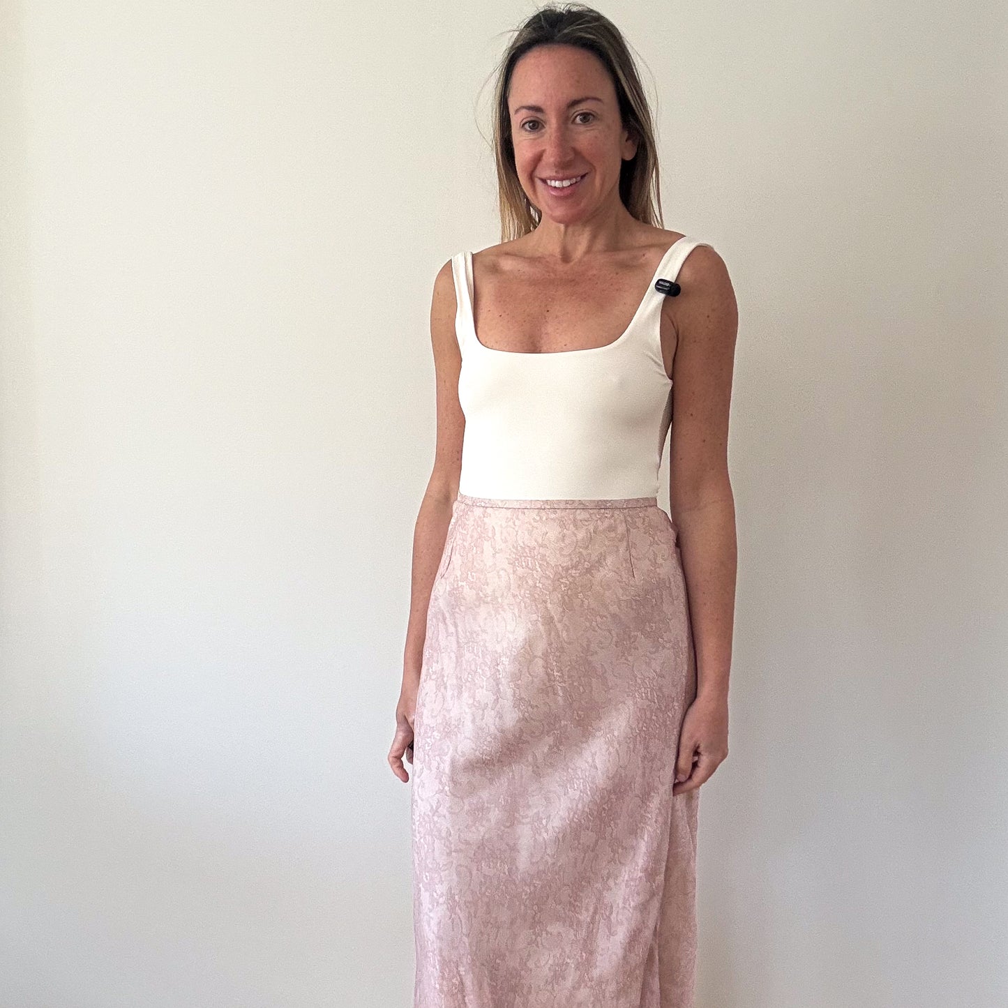 Ronit Zilkha Blush Pink Silk-Blend Midi Skirt - Size 10