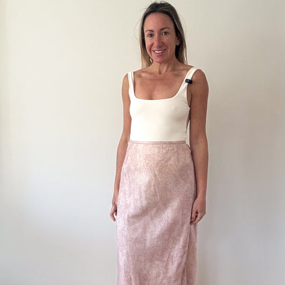 Ronit Zilkha Blush Pink Silk-Blend Midi Skirt - Size 10