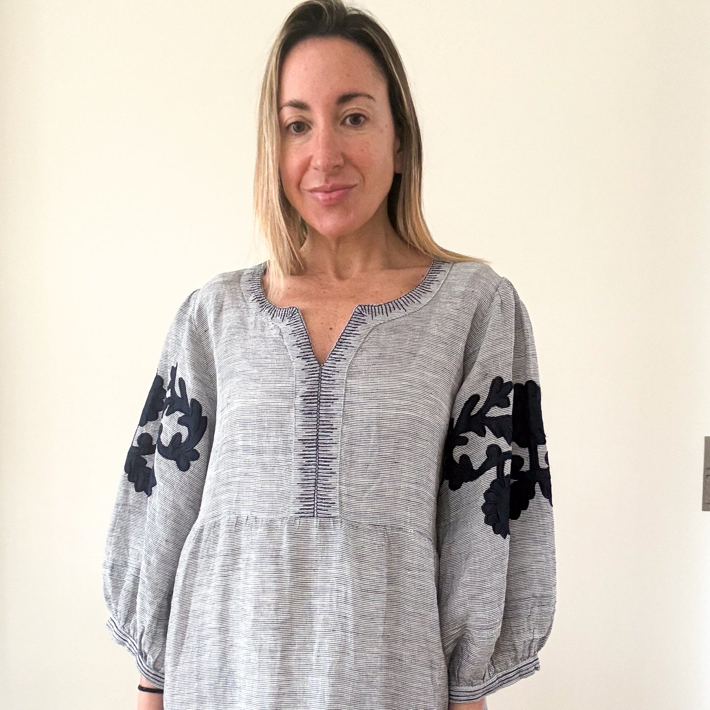 Rose and Rose Kerr Trellis Linen Beach Kaftan Dress- Size L