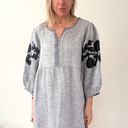 Rose and Rose Kerr Trellis Linen Beach Kaftan Dress- Size L