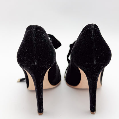 Rupert Sanderson Carmen Velvet Cut-Out Heels - Size 37.5