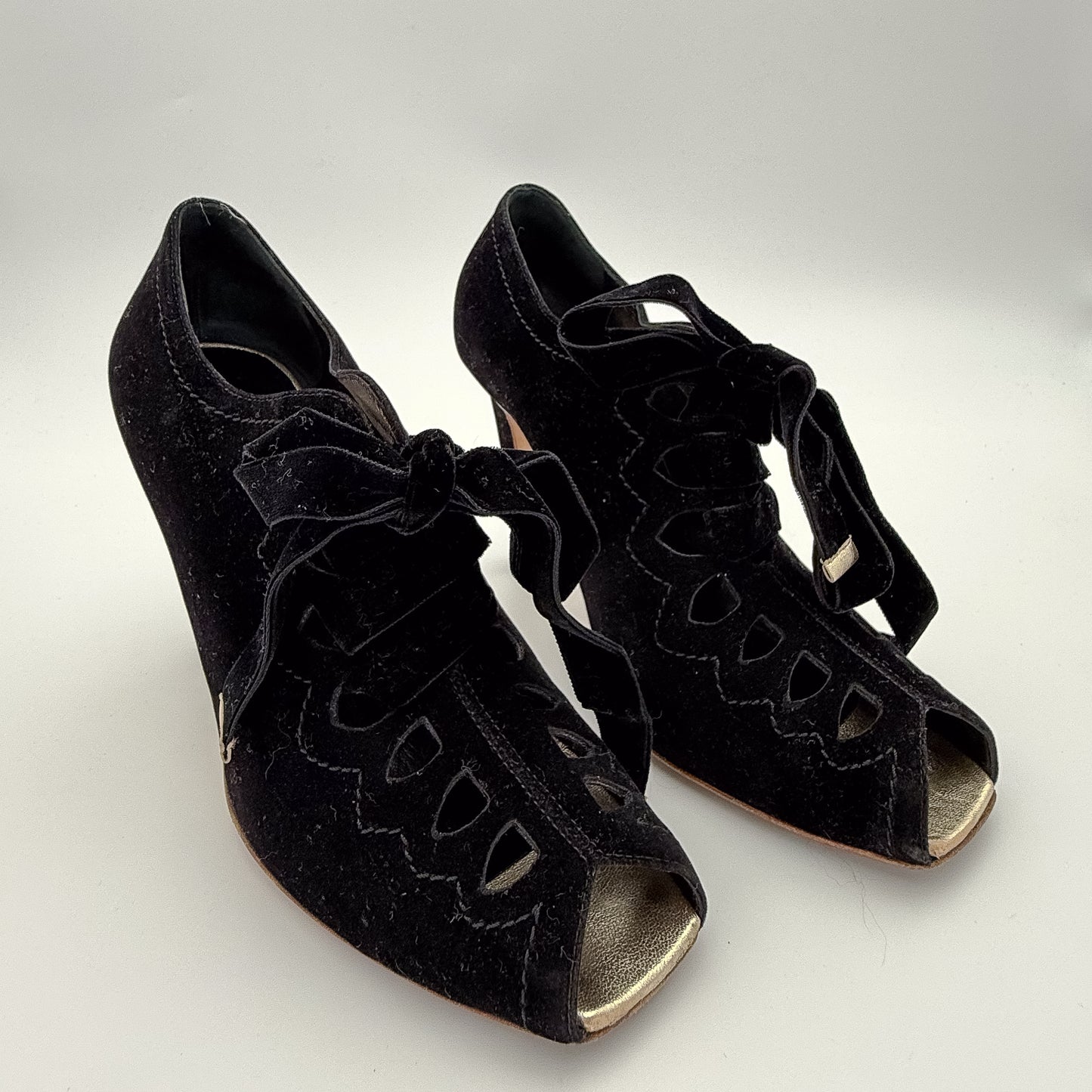 Rupert Sanderson Carmen Velvet Cut-Out Heels - Size 37.5