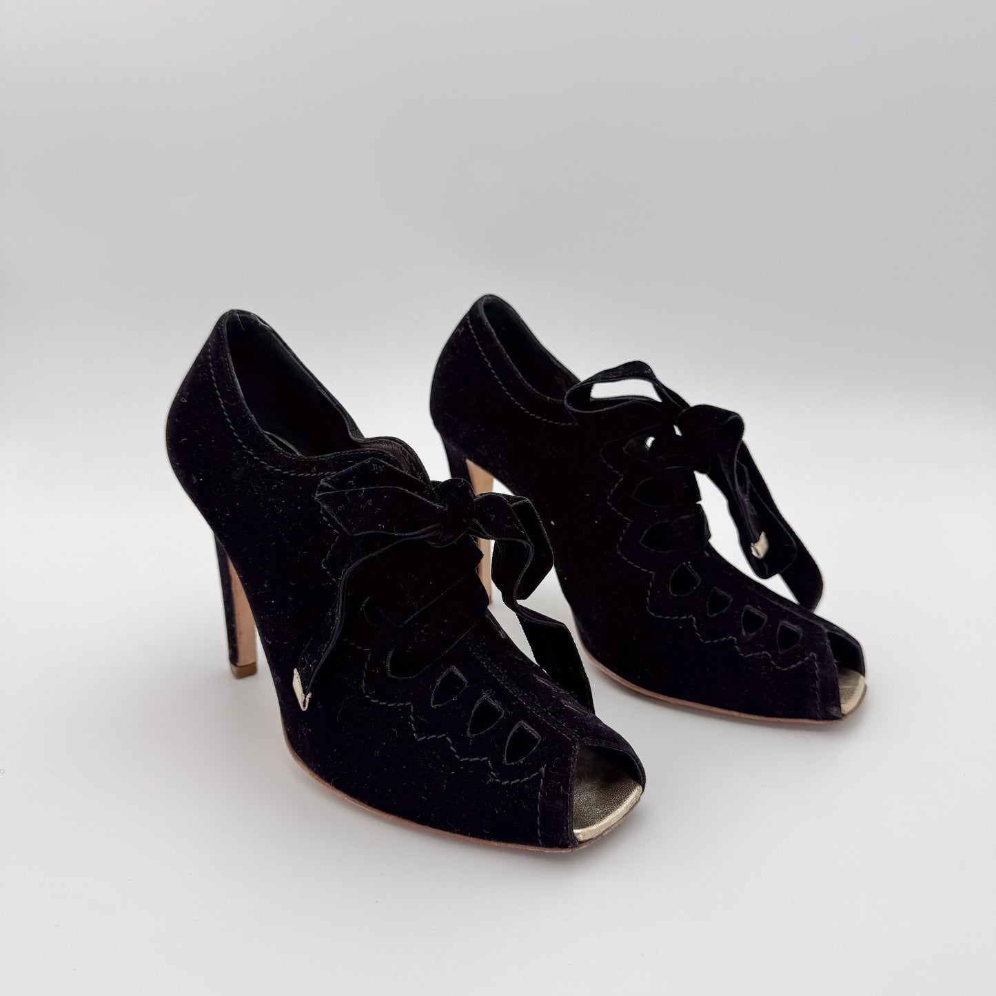 Rupert Sanderson Carmen Velvet Cut-Out Heels - Size 37.5