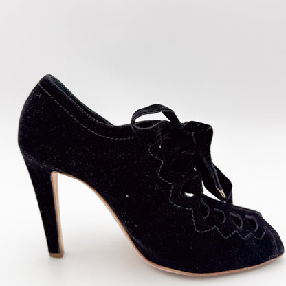Rupert Sanderson Carmen Velvet Cut-Out Heels - Size 37.5
