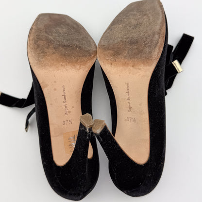 Rupert Sanderson Carmen Velvet Cut-Out Heels - Size 37.5