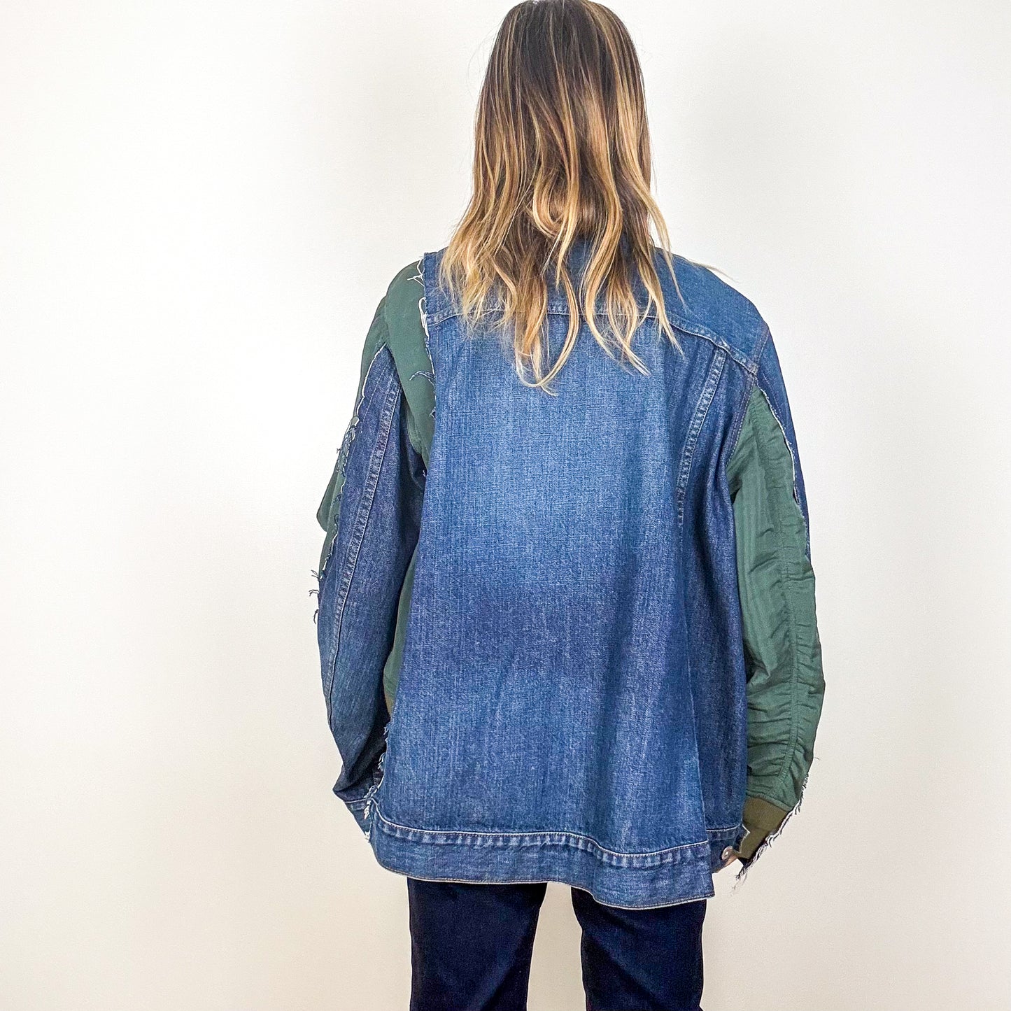 Sacai Denim & Khaki Panelled Jacket - Size 1