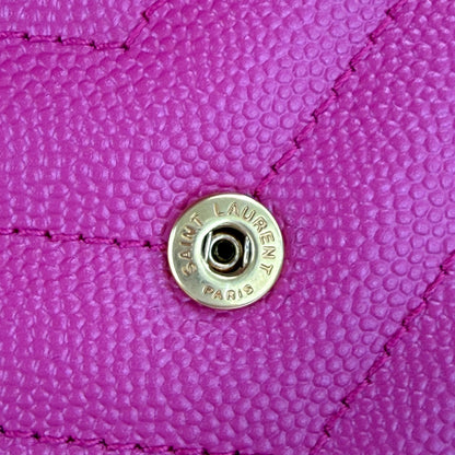 Second hand Saint Laurent Cassandre flap pouch Fuxia Couture pink press stud Saint Laurent Paris detail