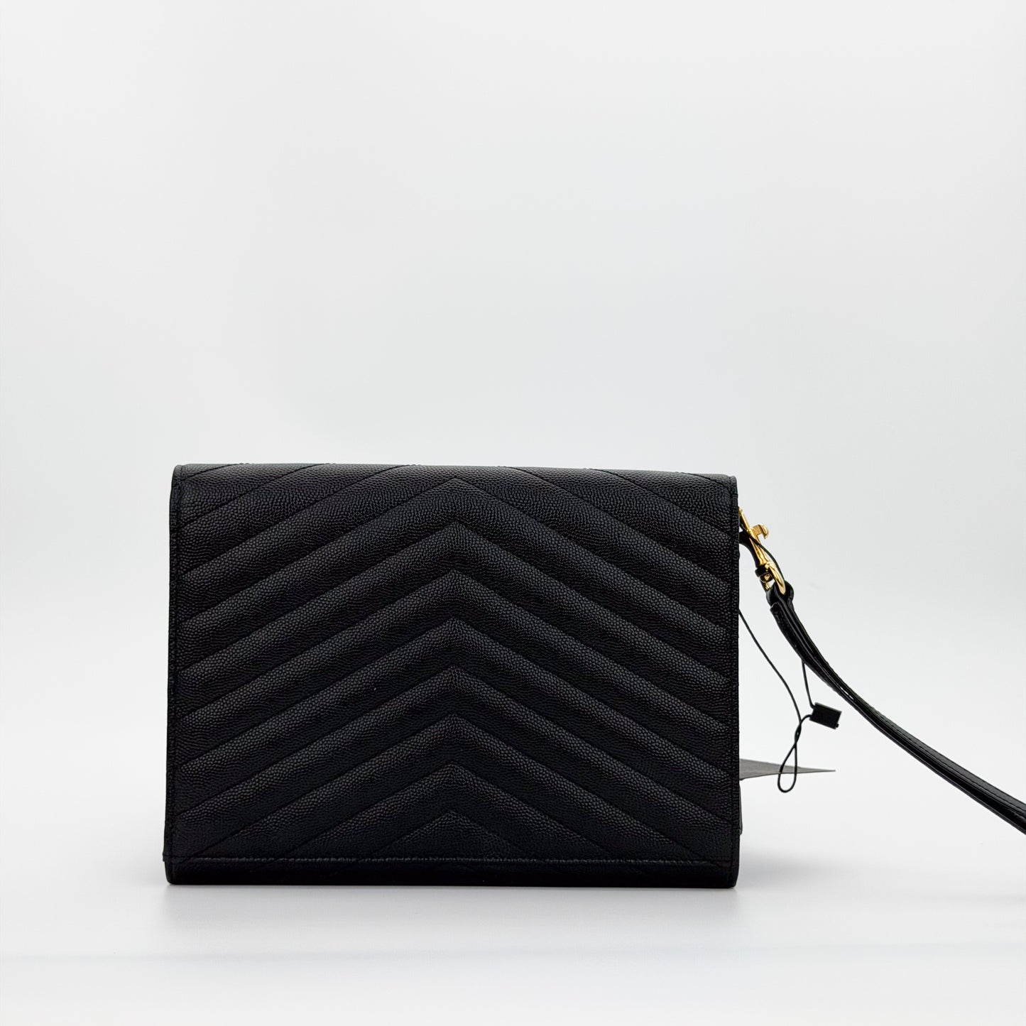  Saint Laurent Cassandre Matelassé Flap Pouch – embossed grain de poudre leather back