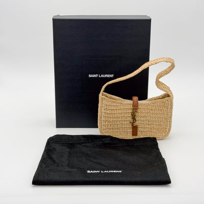 Second hand Saint Laurent mini hobo bag box with authentication label and barcode