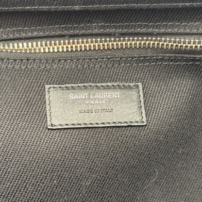 Saint Laurent Paris leather tab detail inside tote
