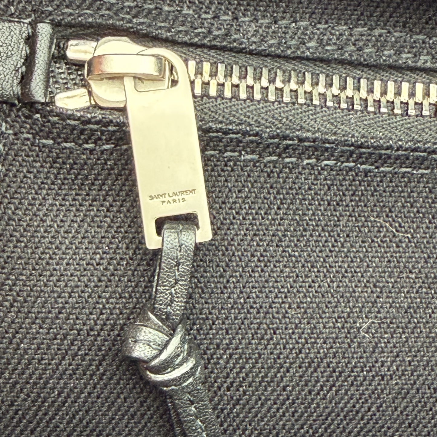 Saint Laurent tote interior zip pocket detail