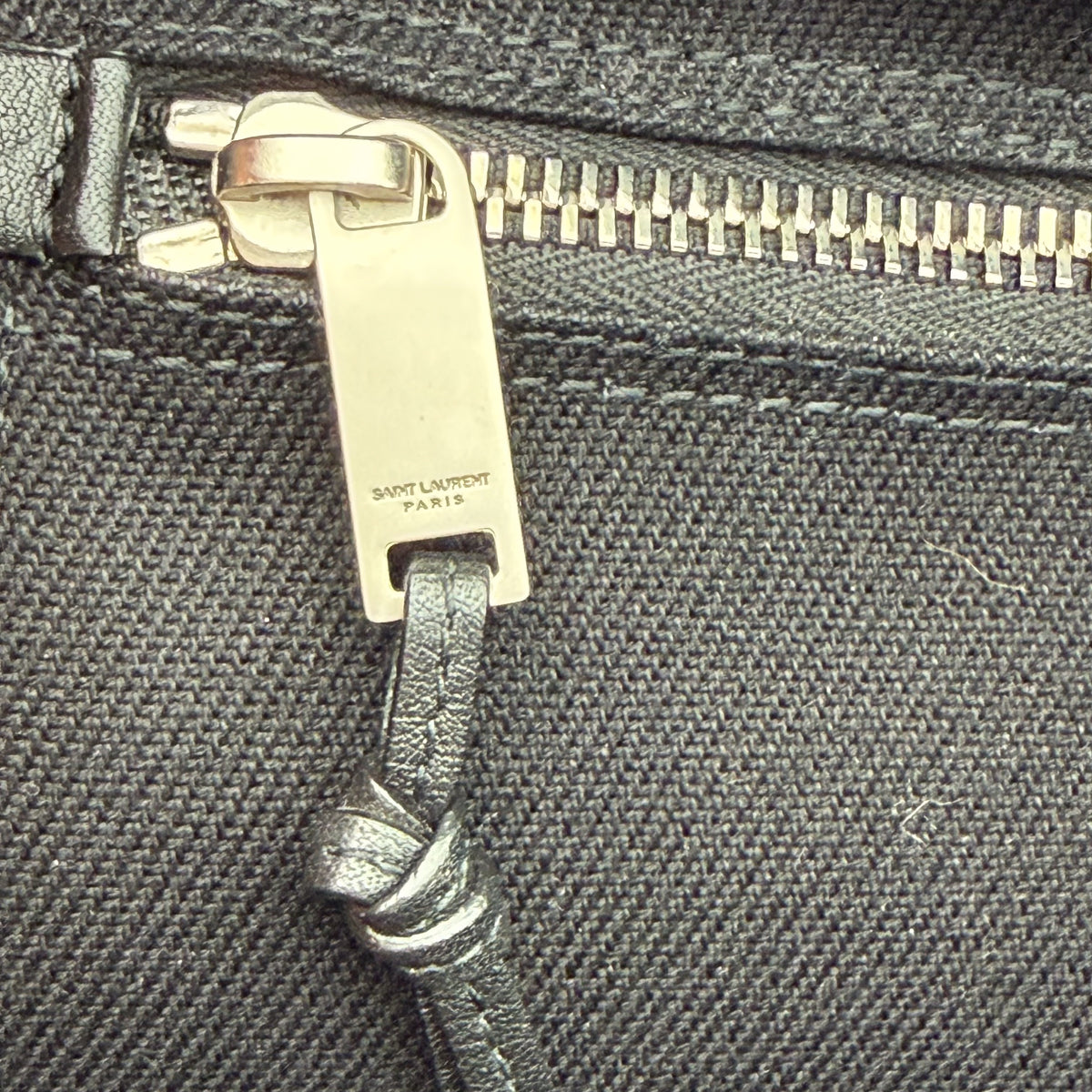 Saint Laurent tote interior zip pocket detail