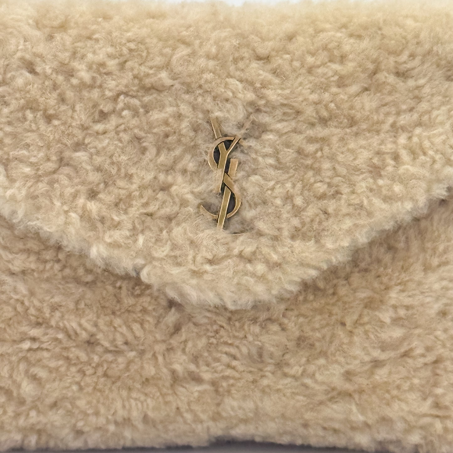 Saint Laurent Small Puffer Shearling Pouch