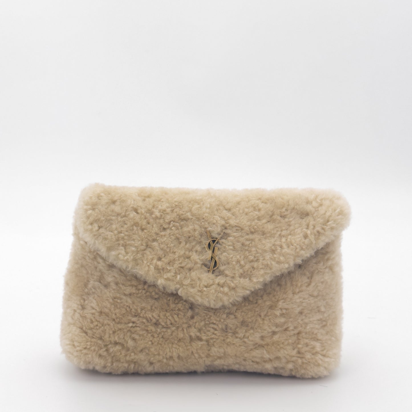 Saint Laurent Small Puffer Shearling Pouch