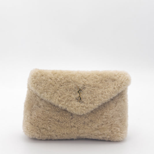 Saint Laurent Small Puffer Shearling Pouch