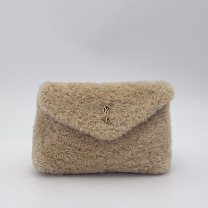 Saint Laurent Small Puffer Shearling Pouch