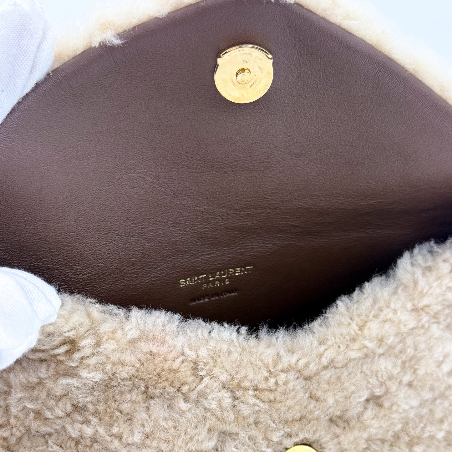 Saint Laurent Small Puffer Shearling Pouch