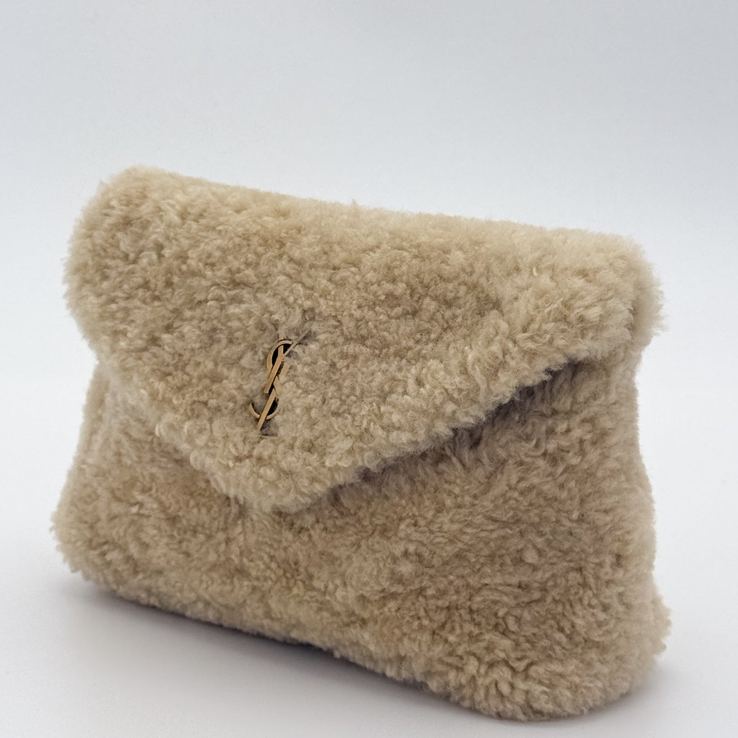 Saint Laurent Small Puffer Shearling Pouch