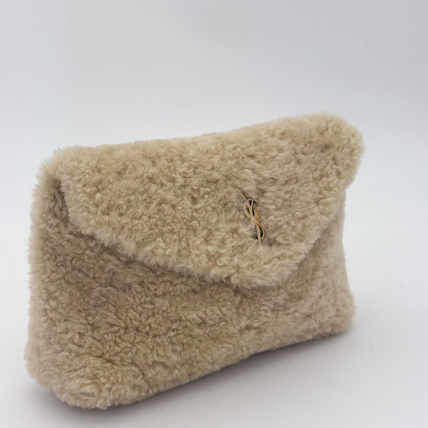 Saint Laurent Small Puffer Shearling Pouch