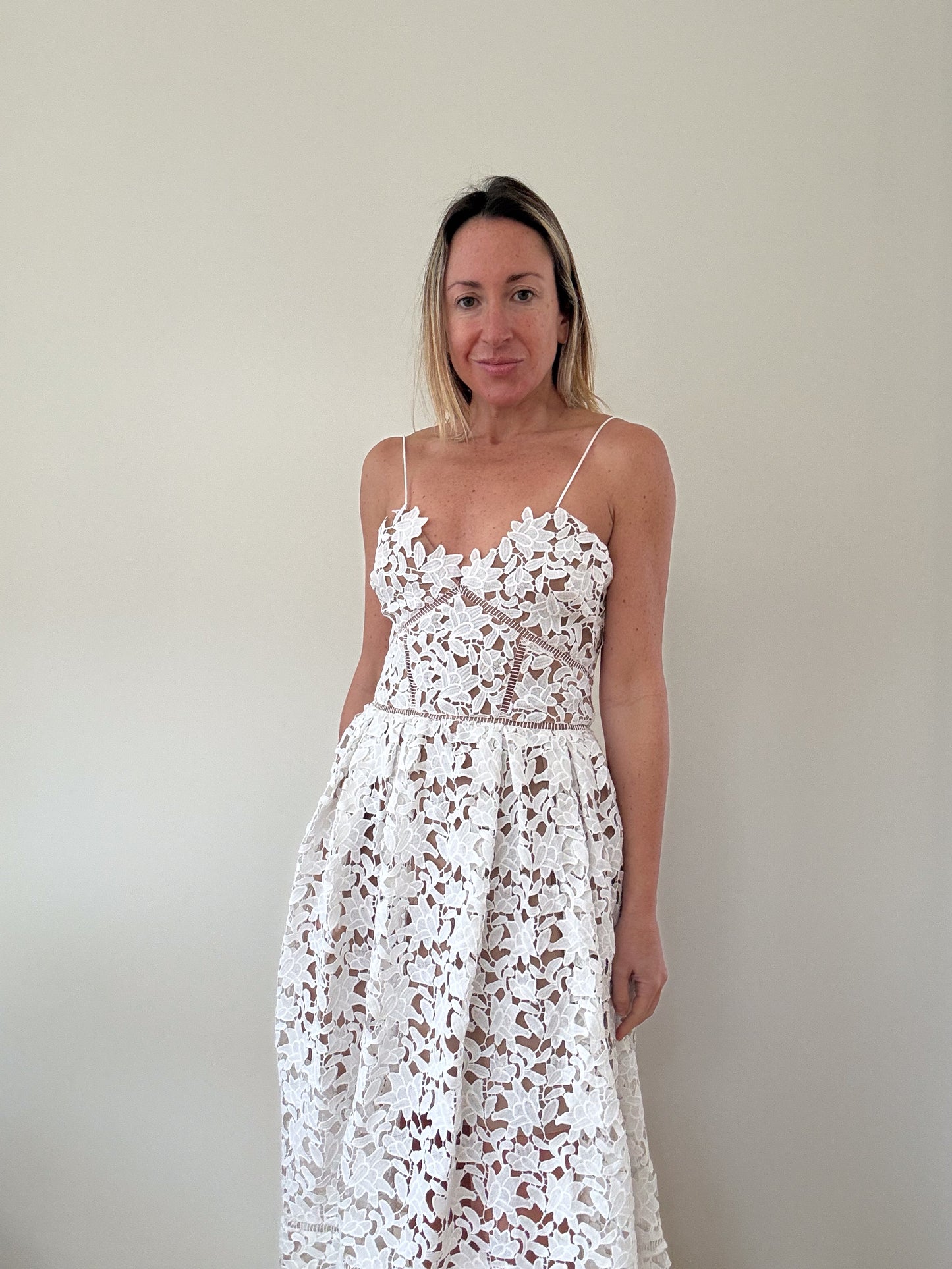 Self Portrait Azalea Guipure Lace Dress - Size 8