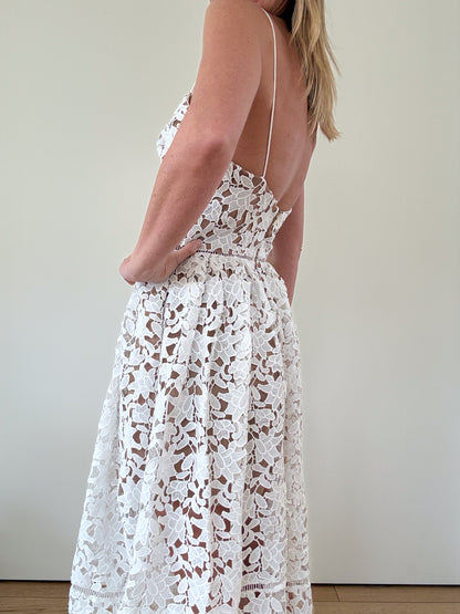 Self Portrait Azalea Guipure Lace Dress - Size 8