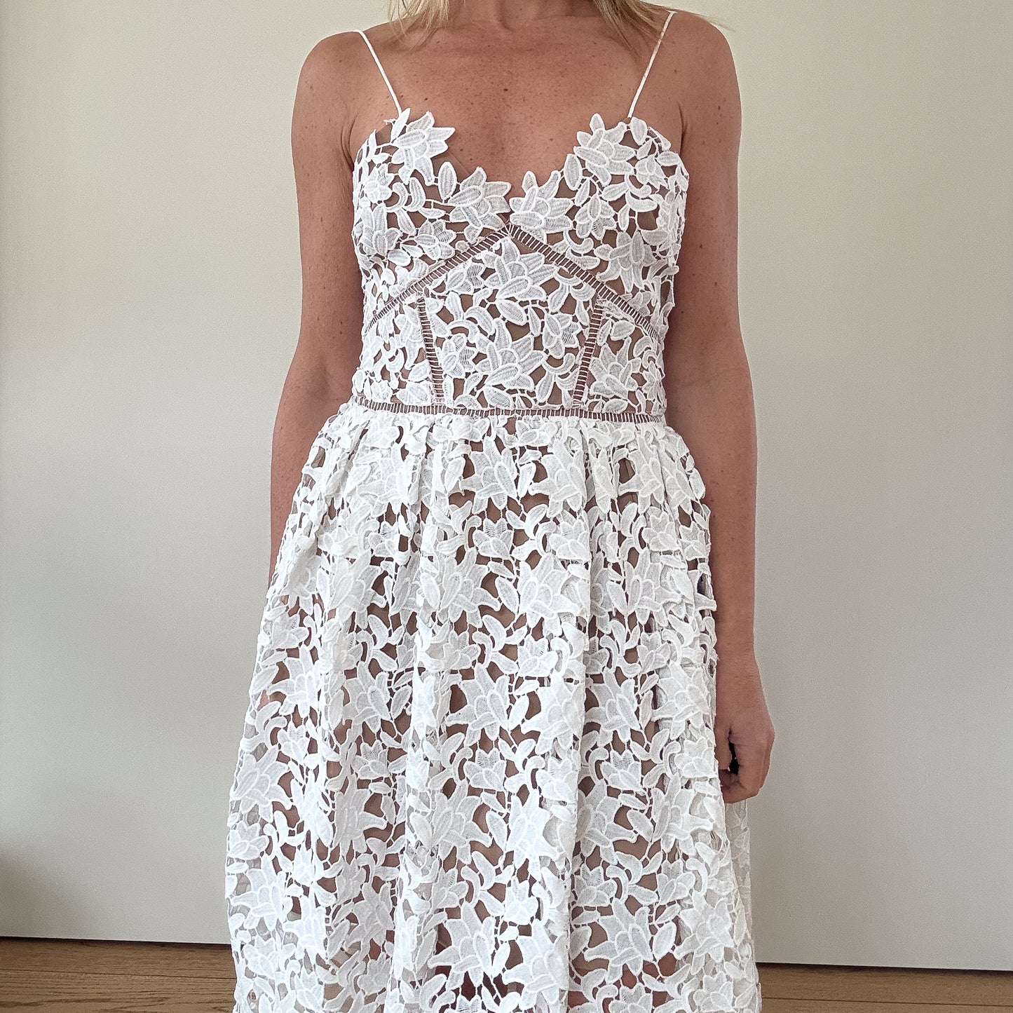 Self Portrait Azalea Guipure Lace Dress - Size 8