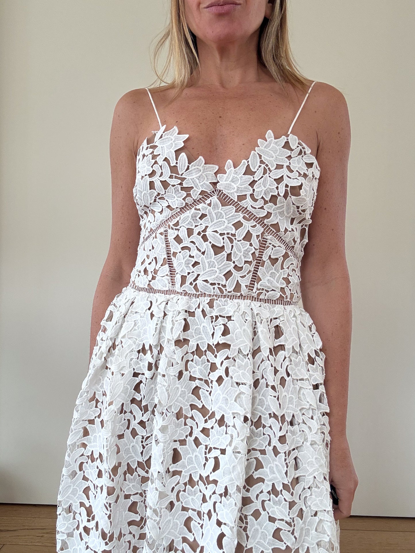 Self Portrait Azalea Guipure Lace Dress - Size 8