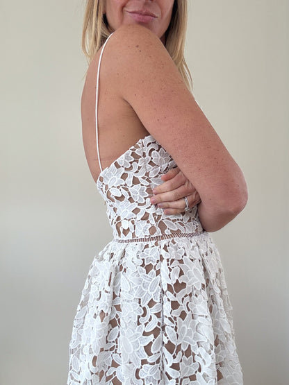 Self Portrait Azalea Guipure Lace Dress - Size 8