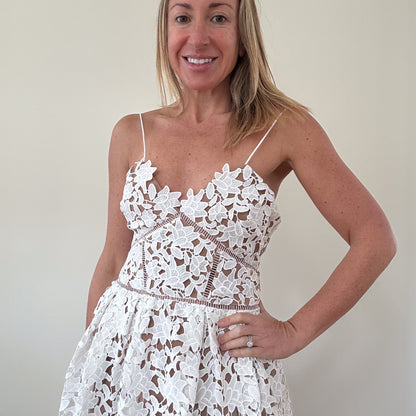 Self Portrait Azalea Guipure Lace Dress - Size 8