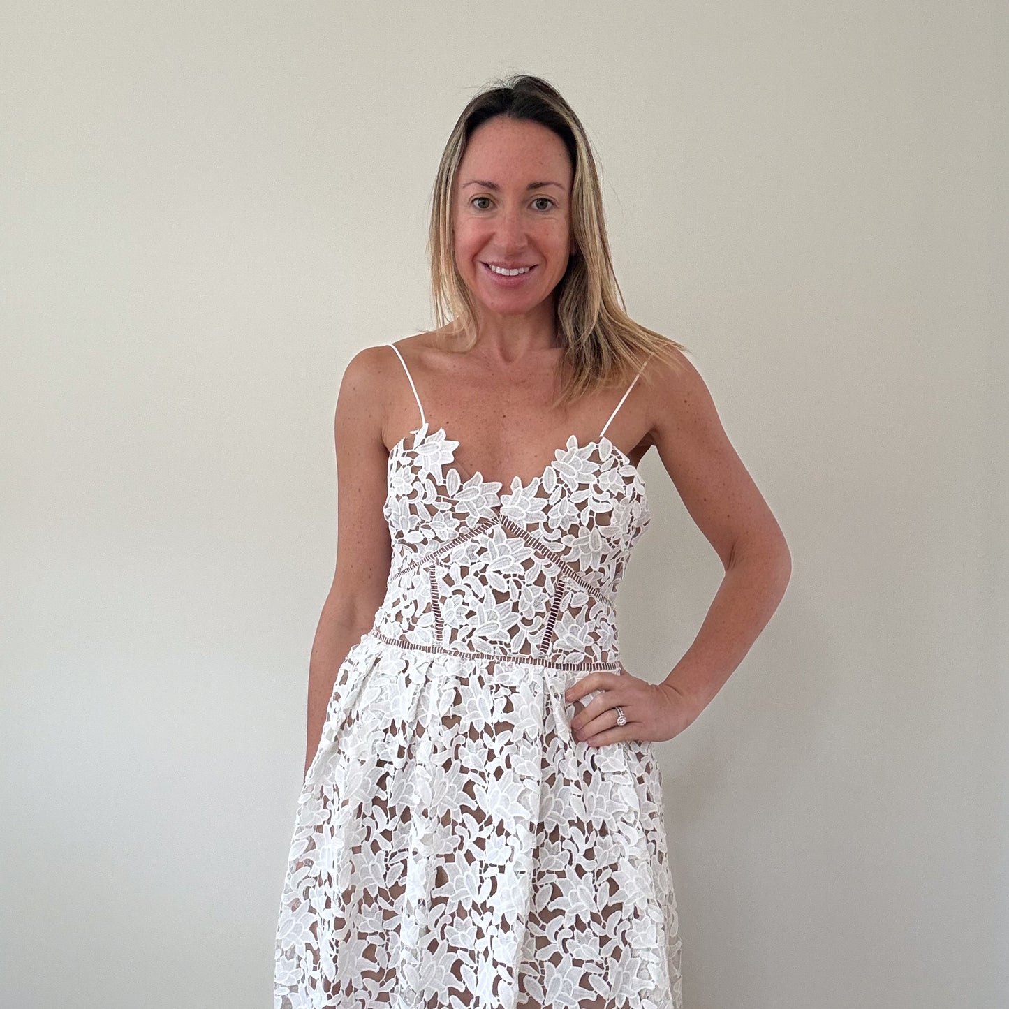 Self Portrait Azalea Guipure Lace Dress - Size 8