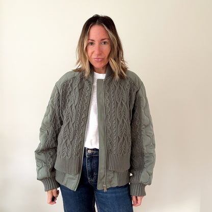 Simkhai Rollins Bomber jacket in olive green, front view