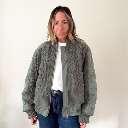 Simkhai Rollins Bomber jacket in olive green, front view