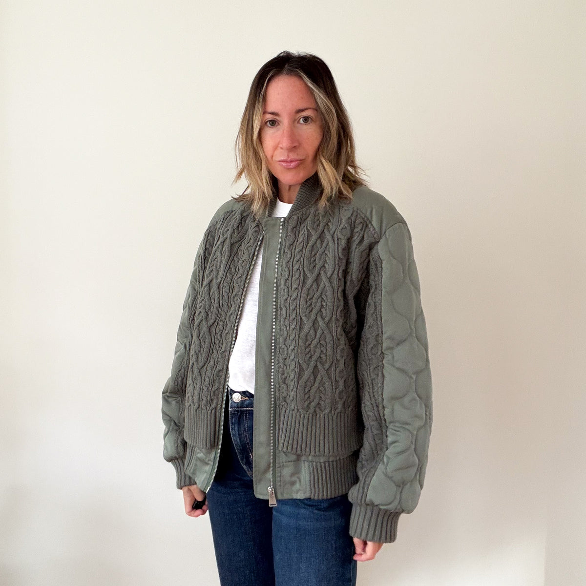 Simkhai Rollins Bomber jacket, front view zipped