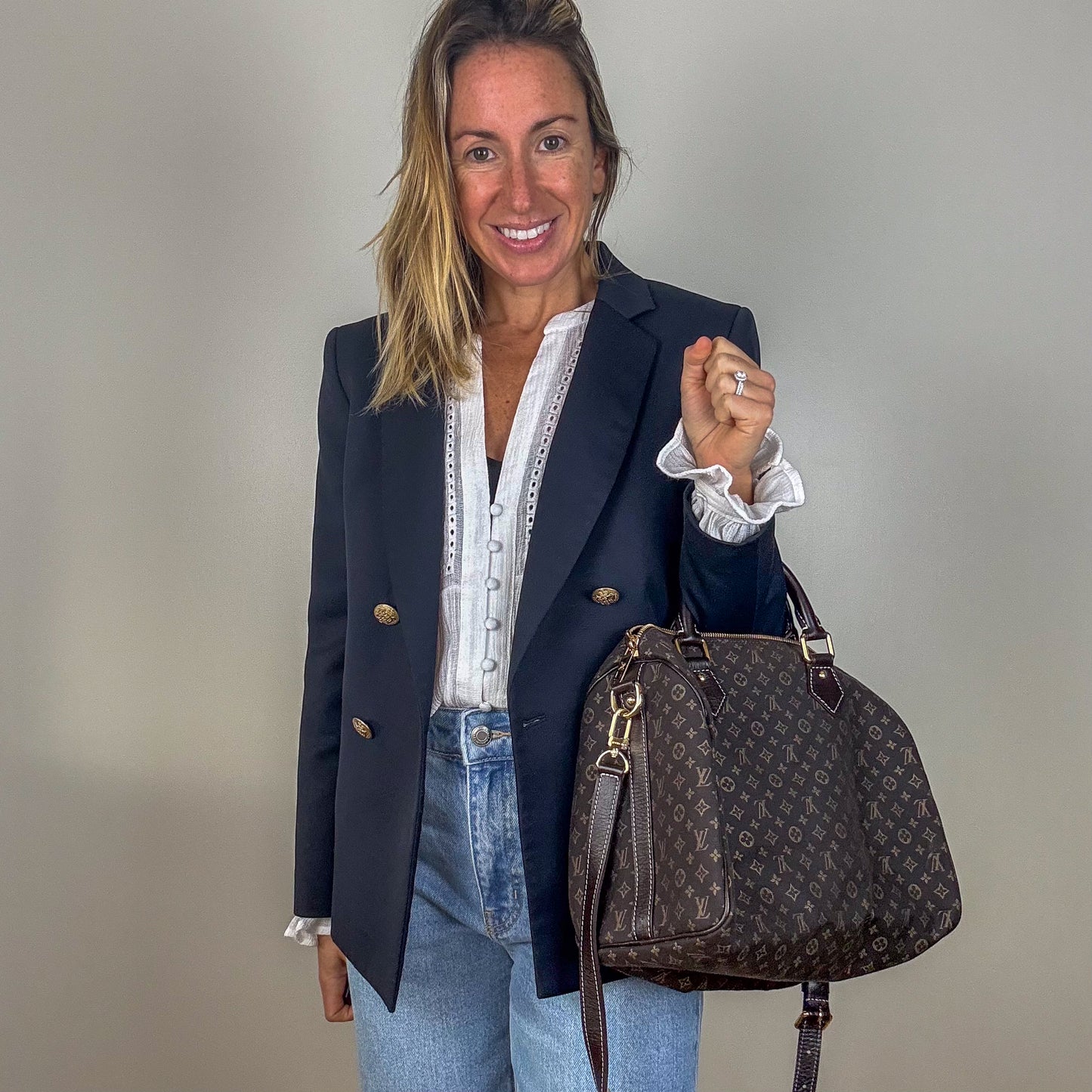 Tara Jarmon Navy Double-Breasted Blazer - Size 10