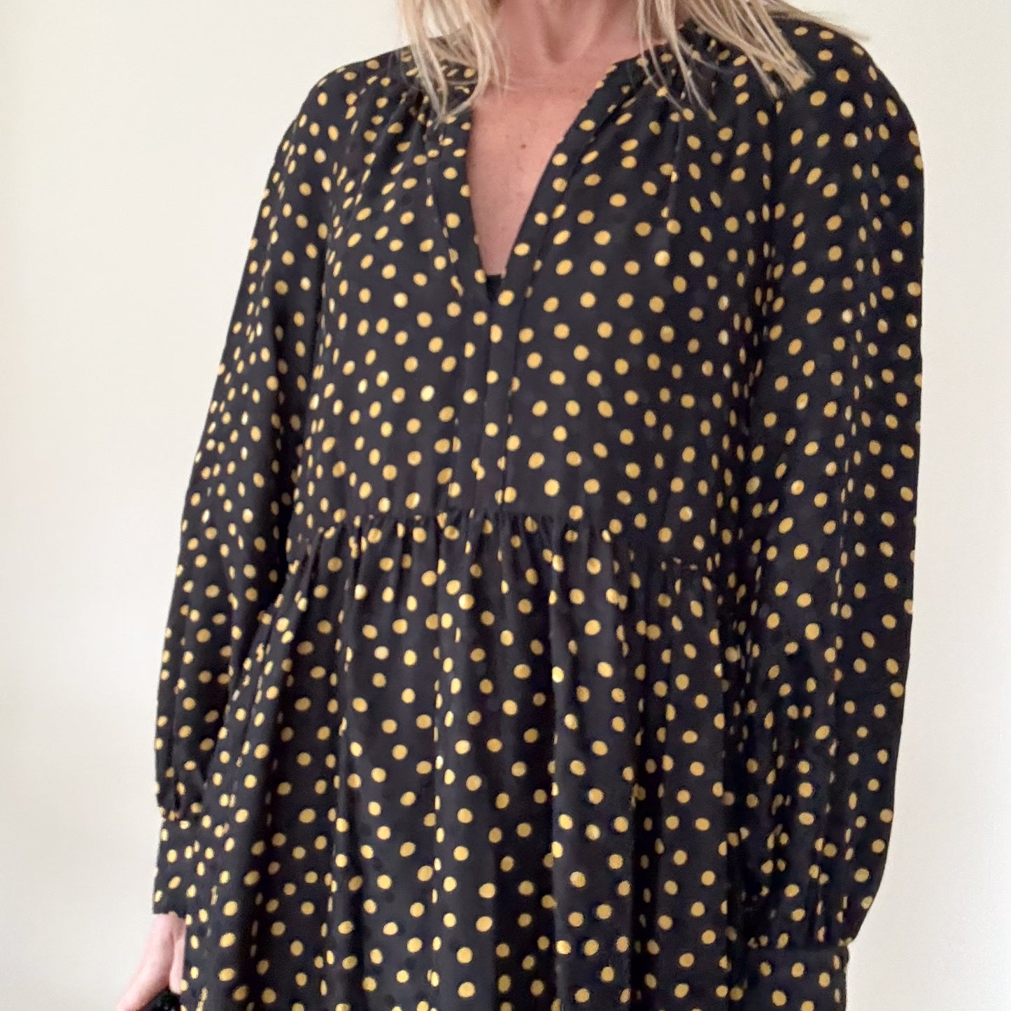Tara Jarmon Polka Dot Midi Dress - Size Small
