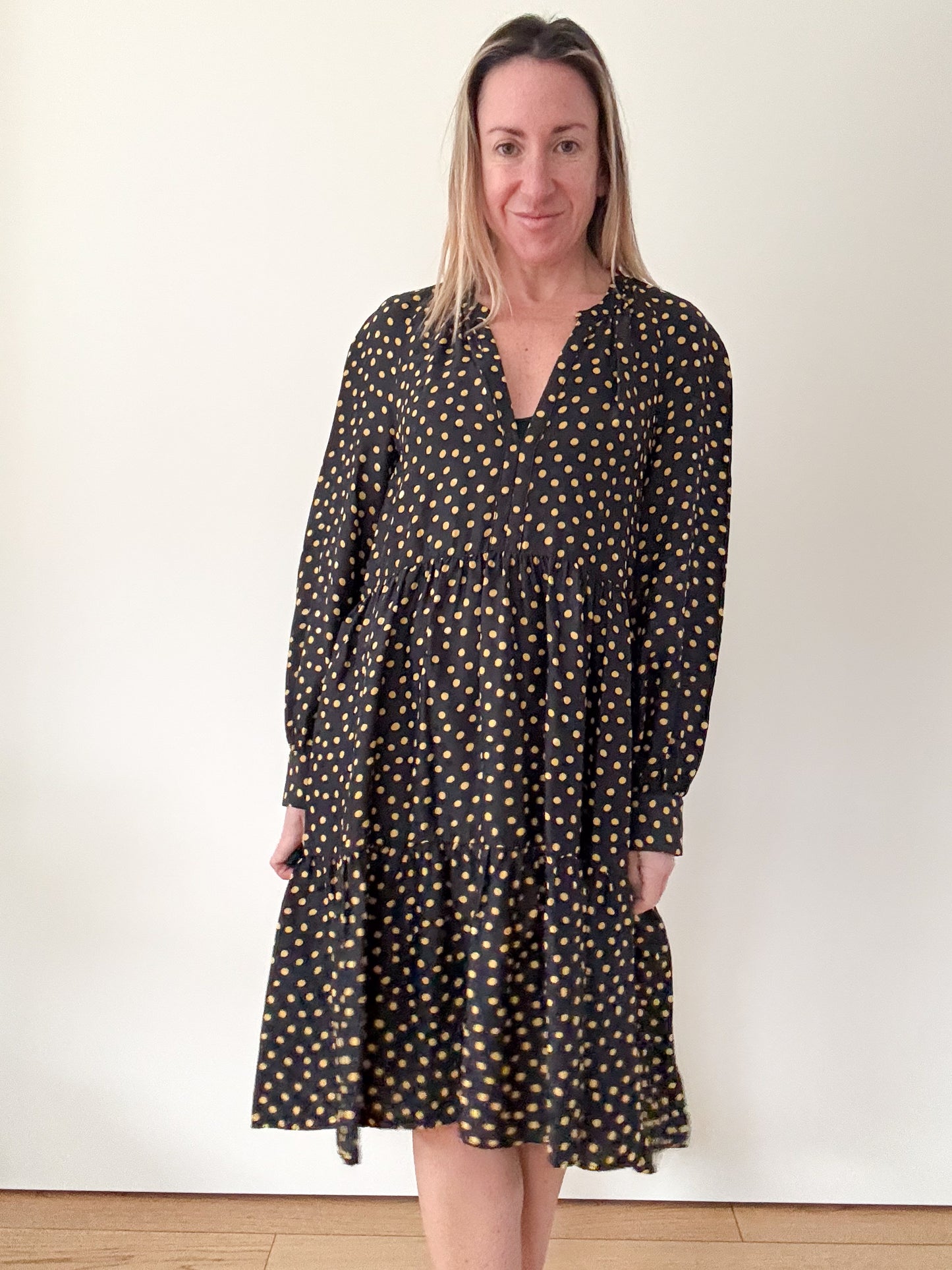 Tara Jarmon Polka Dot Midi Dress - Size Small