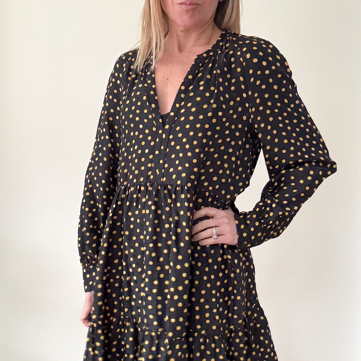 Tara Jarmon Polka Dot Midi Dress - Size Small