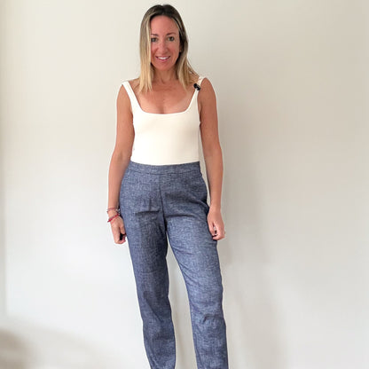 Theory Chambray Trousers - Size 8