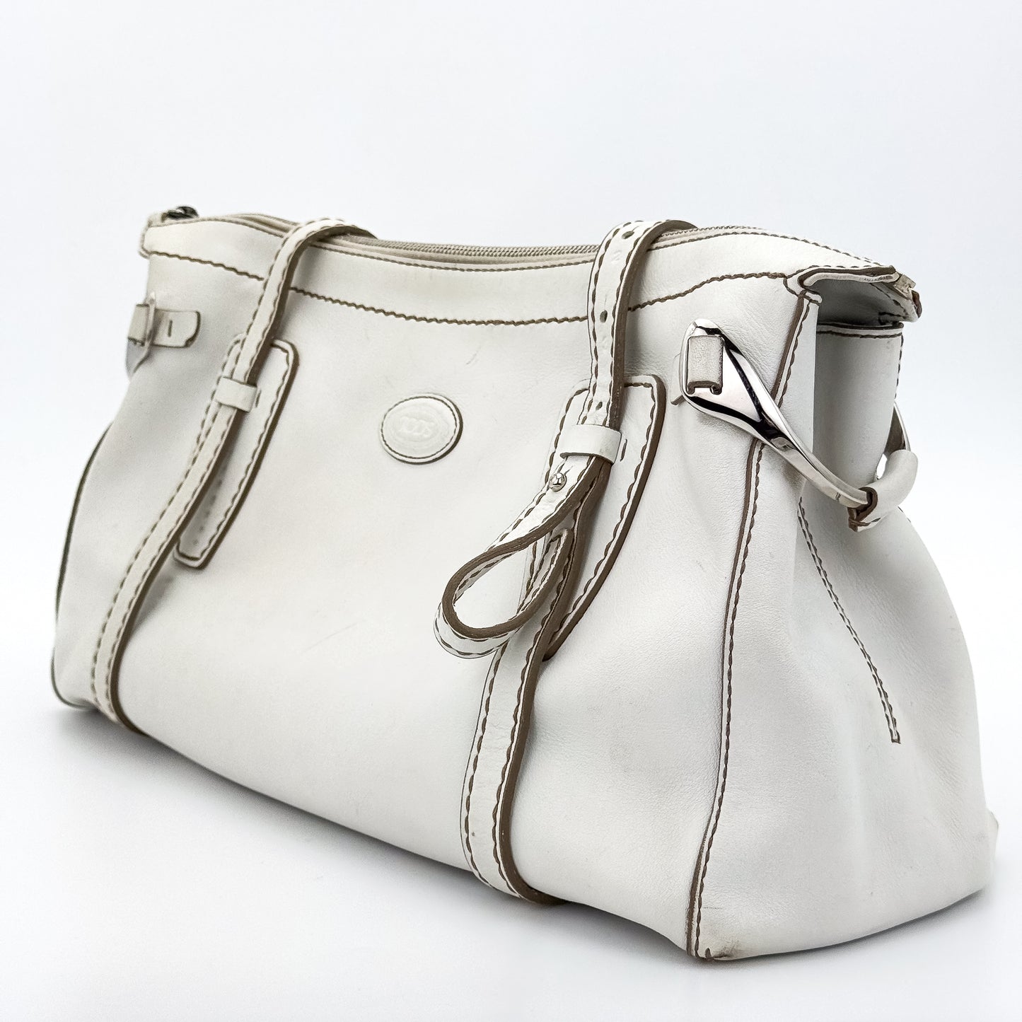 Tod's D-Bag Leather Media Off White Tote