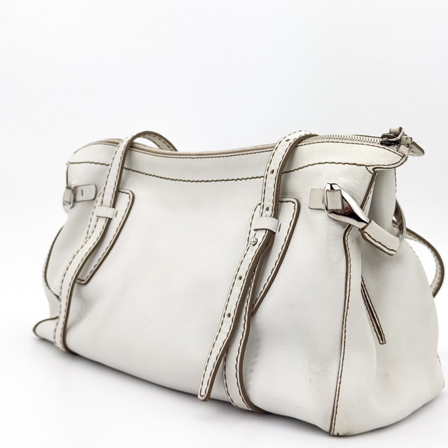 Tod's D-Bag Leather Media Off White Tote