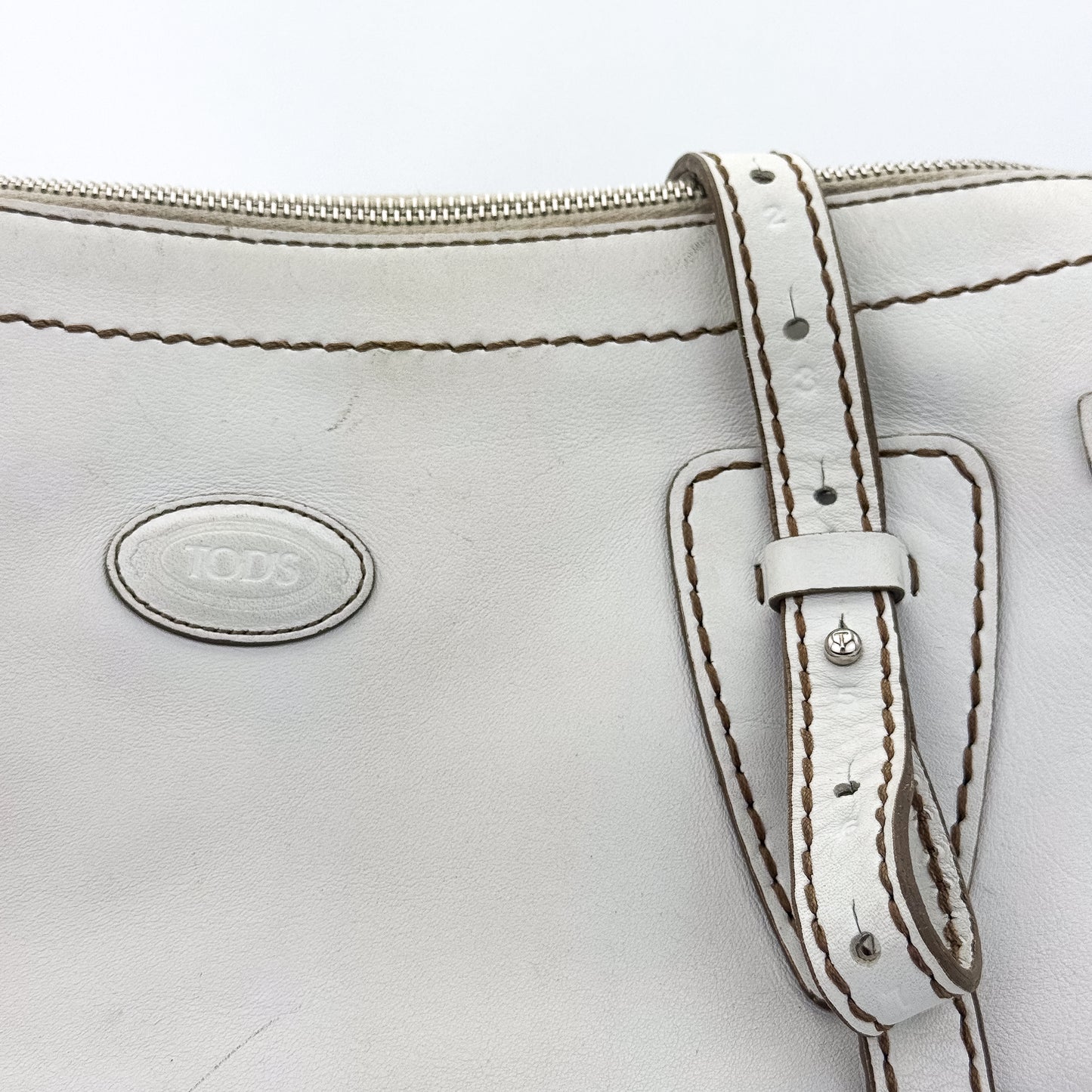 Tod's D-Bag Leather Media Off White Tote