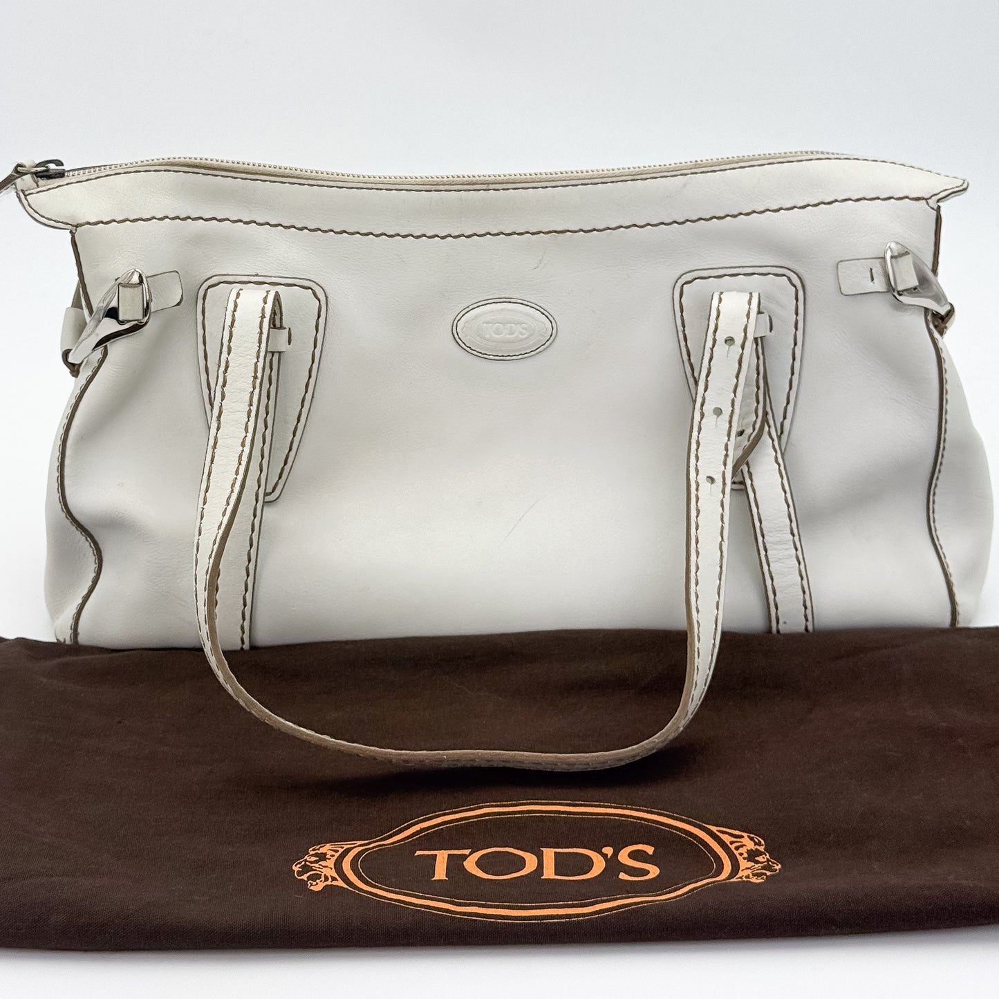 Tod's D-Bag Leather Media Off White Tote