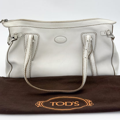 Tod's D-Bag Leather Media Off White Tote