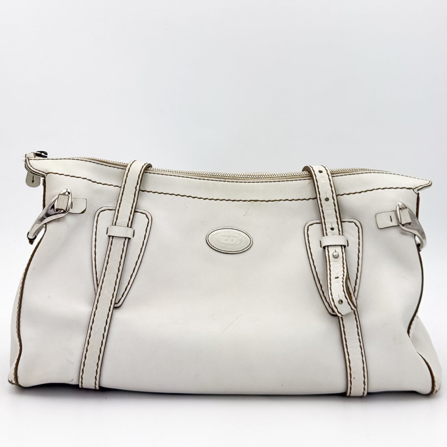 Tod's D-Bag Leather Media Off White Tote