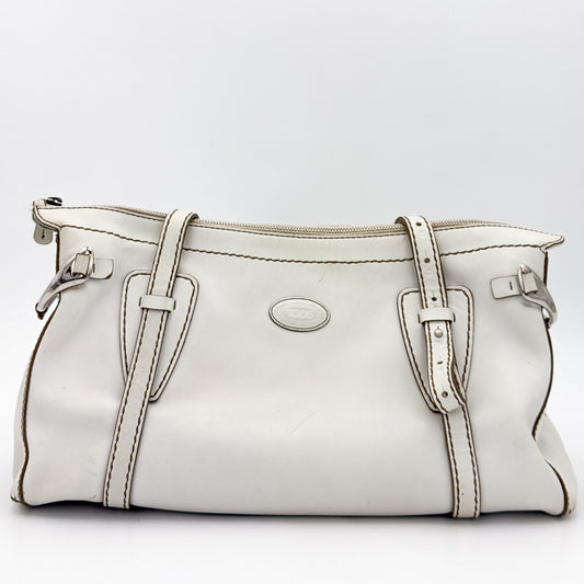 Tod's D-Bag Leather Media Off White Tote
