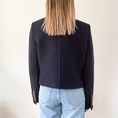 Veronica Beard Navy Leslie Wool Blazer - Size 8
