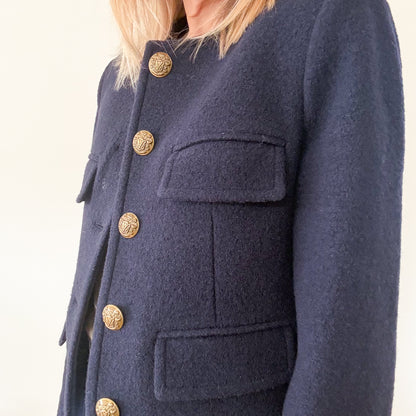 Veronica Beard Navy Leslie Wool Blazer - Size 8
