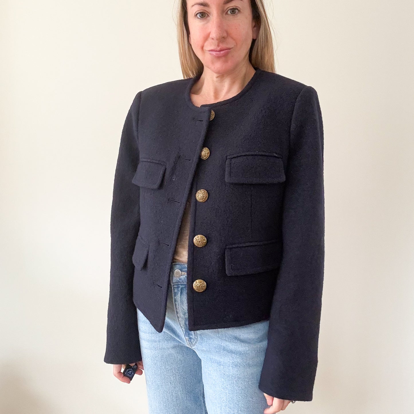 Veronica Beard Navy Leslie Wool Blazer - Size 8