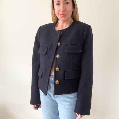 Veronica Beard Navy Leslie Wool Blazer - Size 8