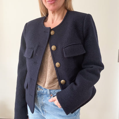 Veronica Beard Navy Leslie Wool Blazer - Size 8